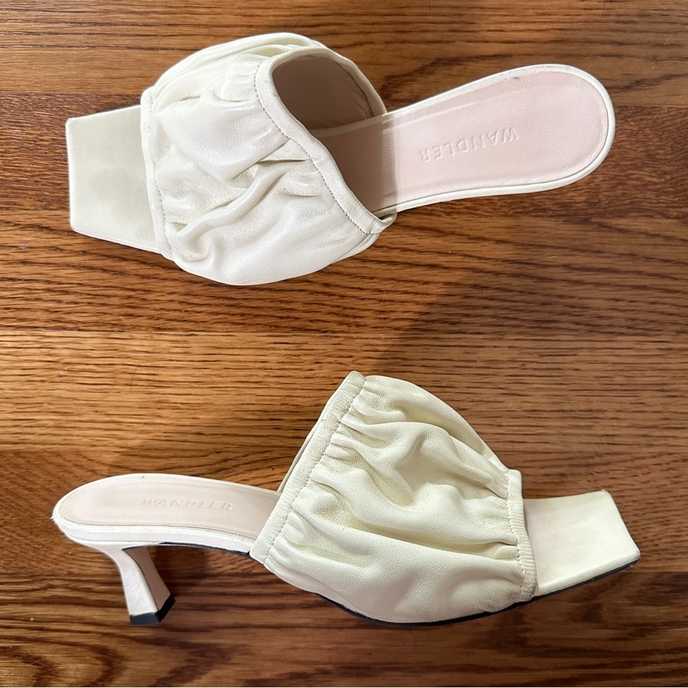 Wandler “Ava” cream puffy kitten heel sandals